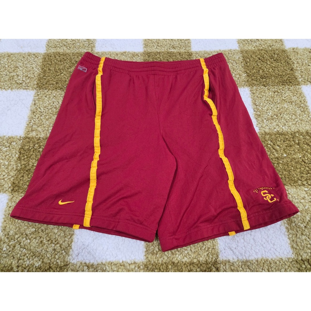 Nike USC Trojans Mens Large Red Gold Mesh Basketball Athletic Shorts NCAA 0975